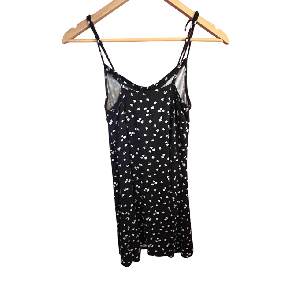 Sky & Sparrow Black Floral Cami Mini Dress Medium Adjustable Straps Cinched Bust